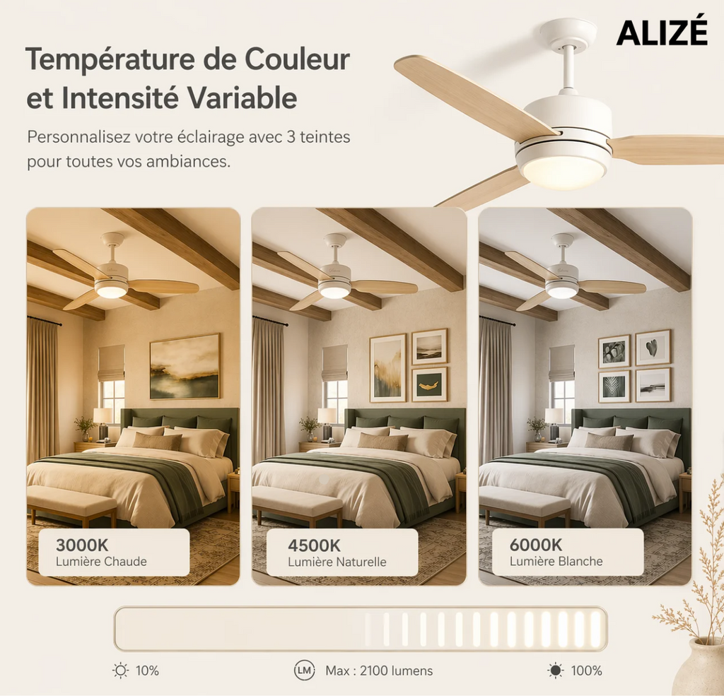 Calisto | Ventilateur design LED télécommande 117 cm
