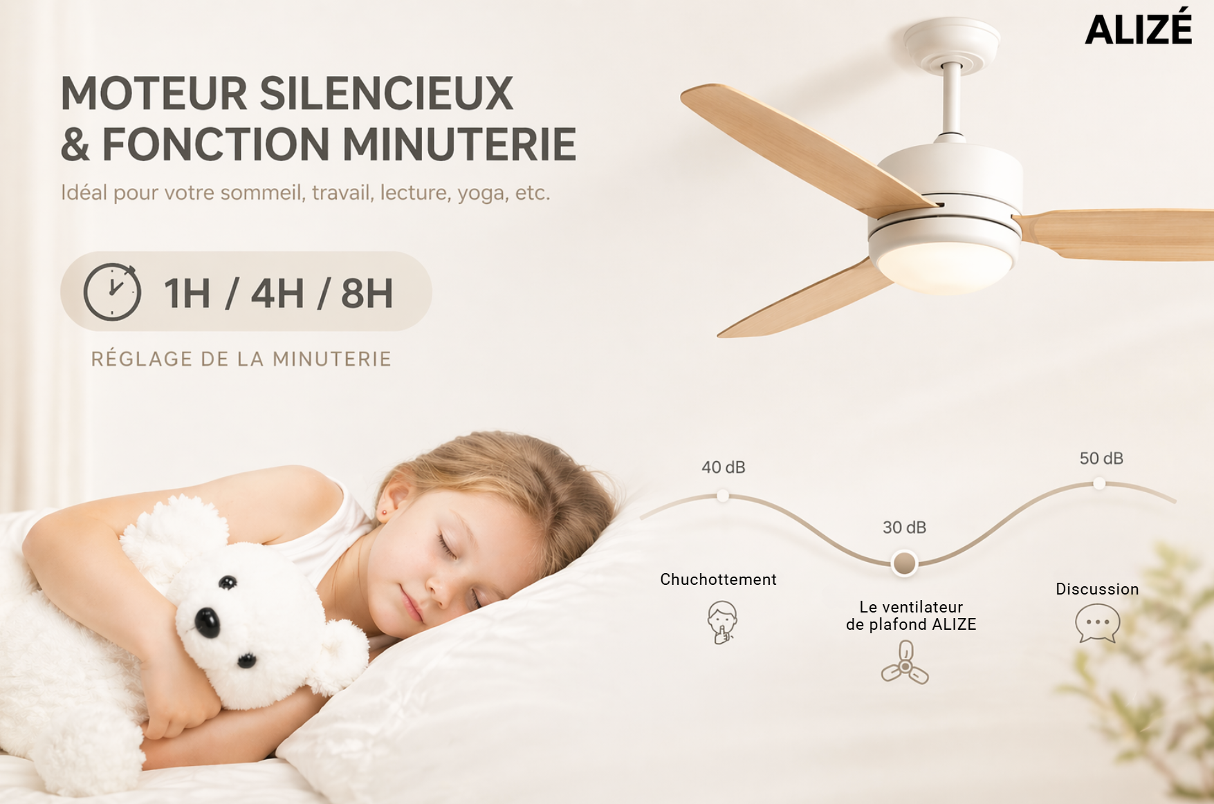 Calisto | Ventilateur design LED télécommande 117 cm