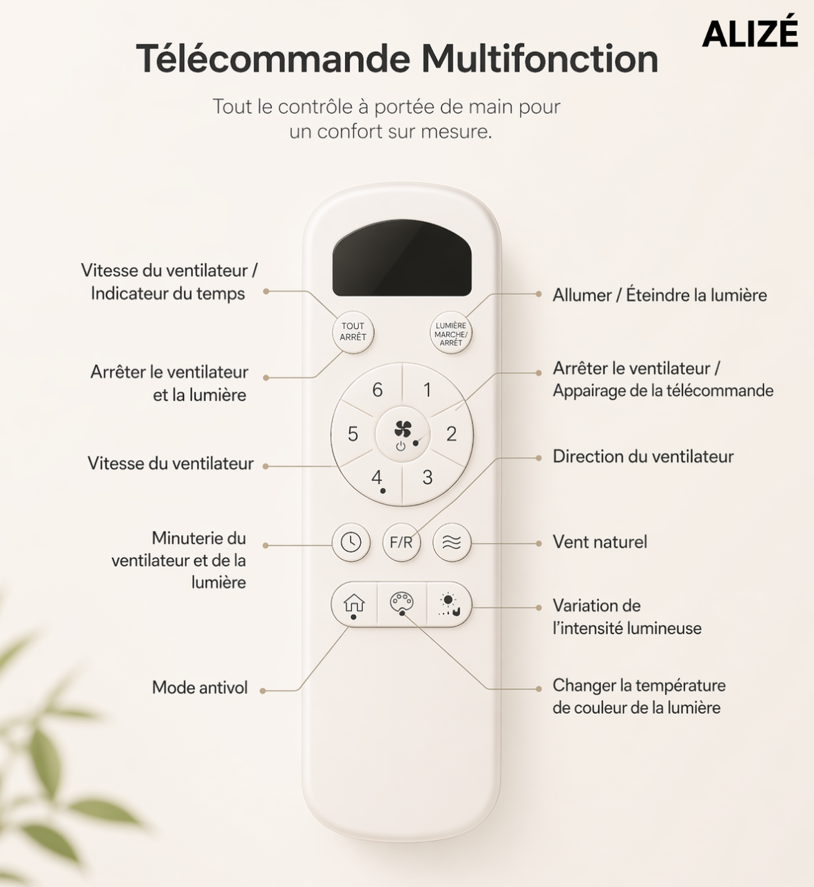 Calisto | Ventilateur design LED télécommande 117 cm