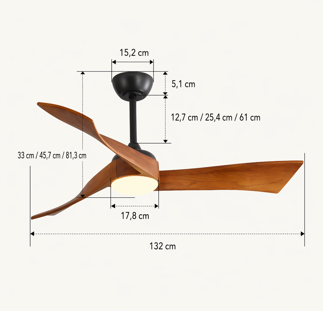 Cygnéo | Ventilateur nordique LED télécommande 132 cm