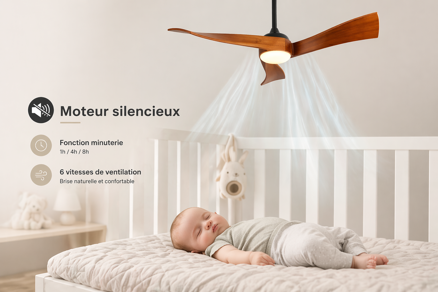 Cygnéo | Ventilateur nordique LED télécommande 132 cm