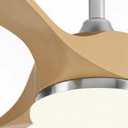 Zéphyr | Ventilateur vintage argent et bois naturel, LED