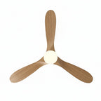 Zéphyr | Ventilateur vintage argent et bois naturel, LED