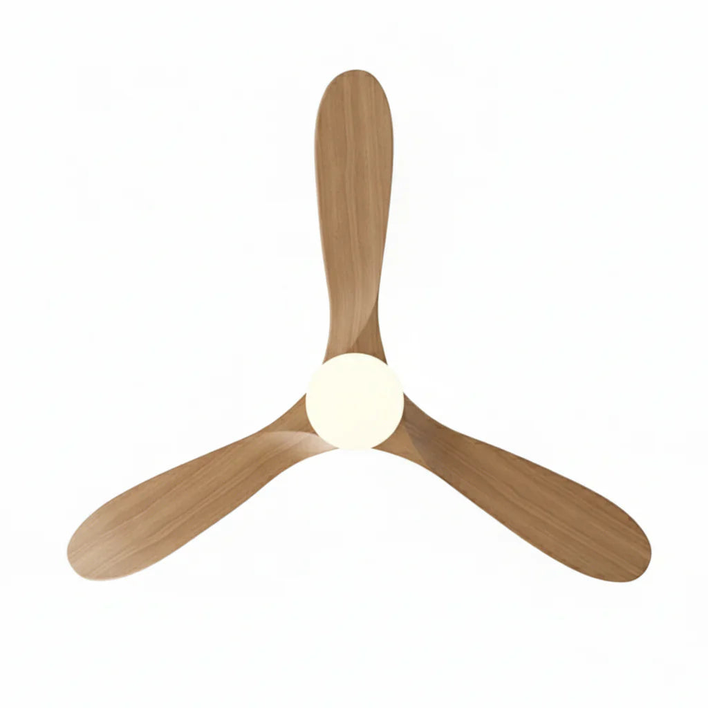 Zéphyr | Ventilateur vintage argent et bois naturel, LED