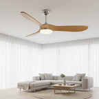 Zéphyr | Ventilateur vintage argent et bois naturel, LED