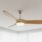Zéphyr | Ventilateur vintage argent et bois naturel, LED