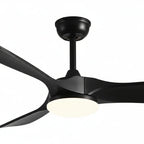 Borée | Ventilateur vintage noir et bois noir, LED