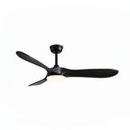 Borée | Ventilateur vintage noir et bois noir, LED