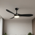 Borée | Ventilateur vintage noir et bois noir, LED
