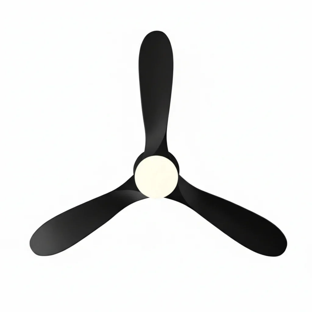 Borée | Ventilateur vintage noir et bois noir, LED