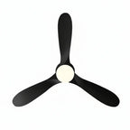 Borée | Ventilateur vintage noir et bois noir, LED