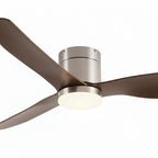Cyrus | Ventilateur LED intégrée argent et bois foncé