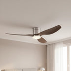 Cyrus | Ventilateur LED intégrée argent et bois foncé