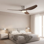 Cyrus | Ventilateur LED intégrée argent et bois foncé