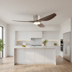 Cyrus | Ventilateur LED intégrée argent et bois foncé