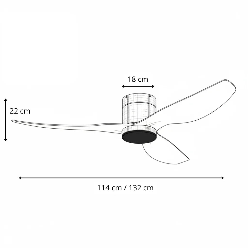 Cyrus | Ventilateur LED intégrée argent et bois foncé