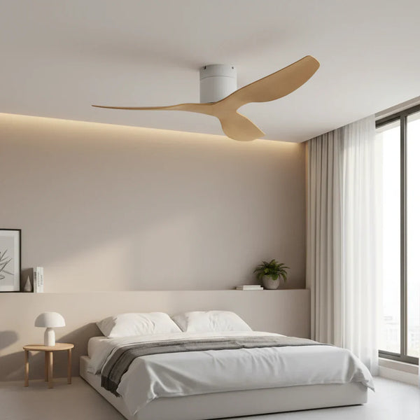 Aspen | Ventilateur ultra-plat blanc et bois clair