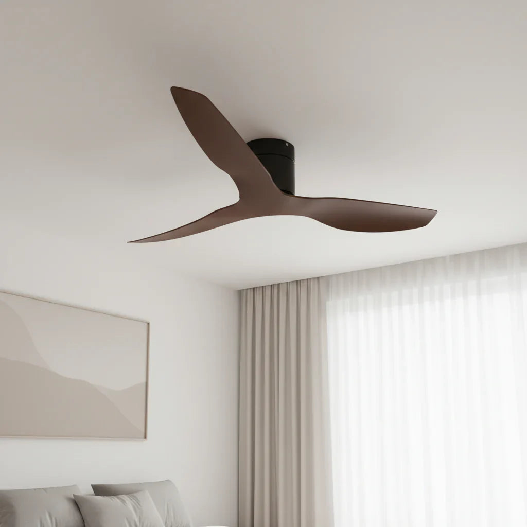 Atlas | Ventilateur ultra-plat noir et bois foncé