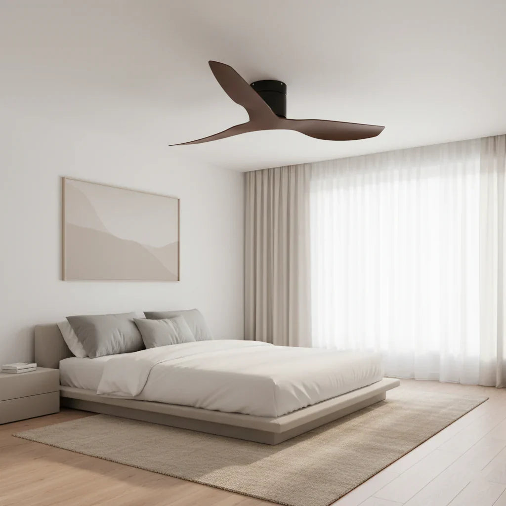Atlas | Ventilateur ultra-plat noir et bois foncé