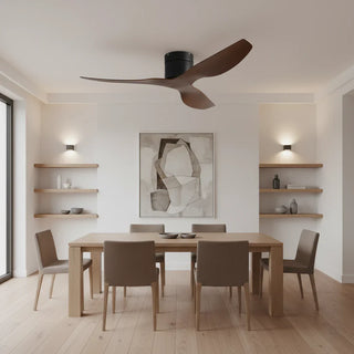 Atlas | Ventilateur ultra-plat noir et bois foncé