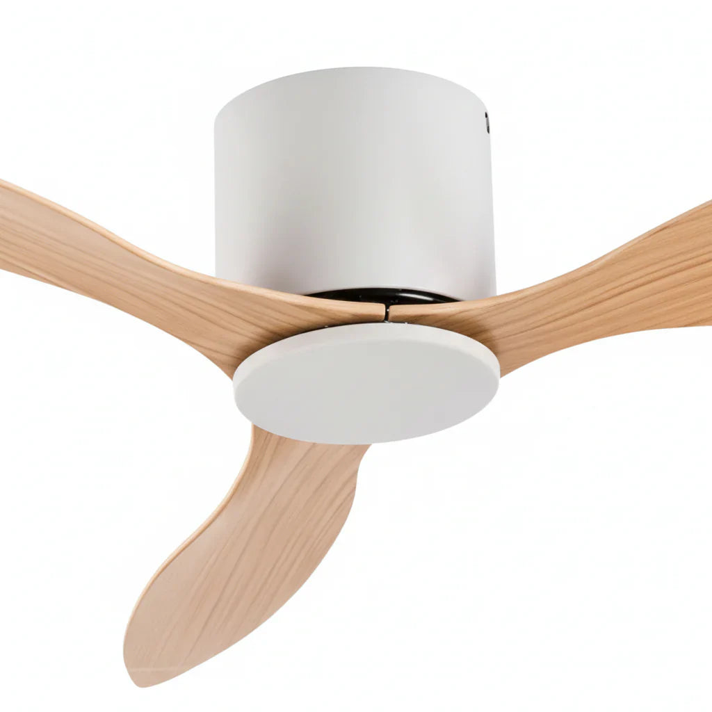 Axiom | Ventilateur moteur DC blanc et bois clair
