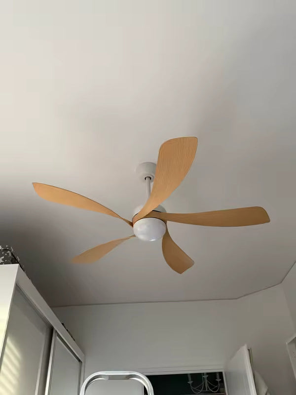Photo client : Cyprès | Ventilateur rétro noyer massif LED installé