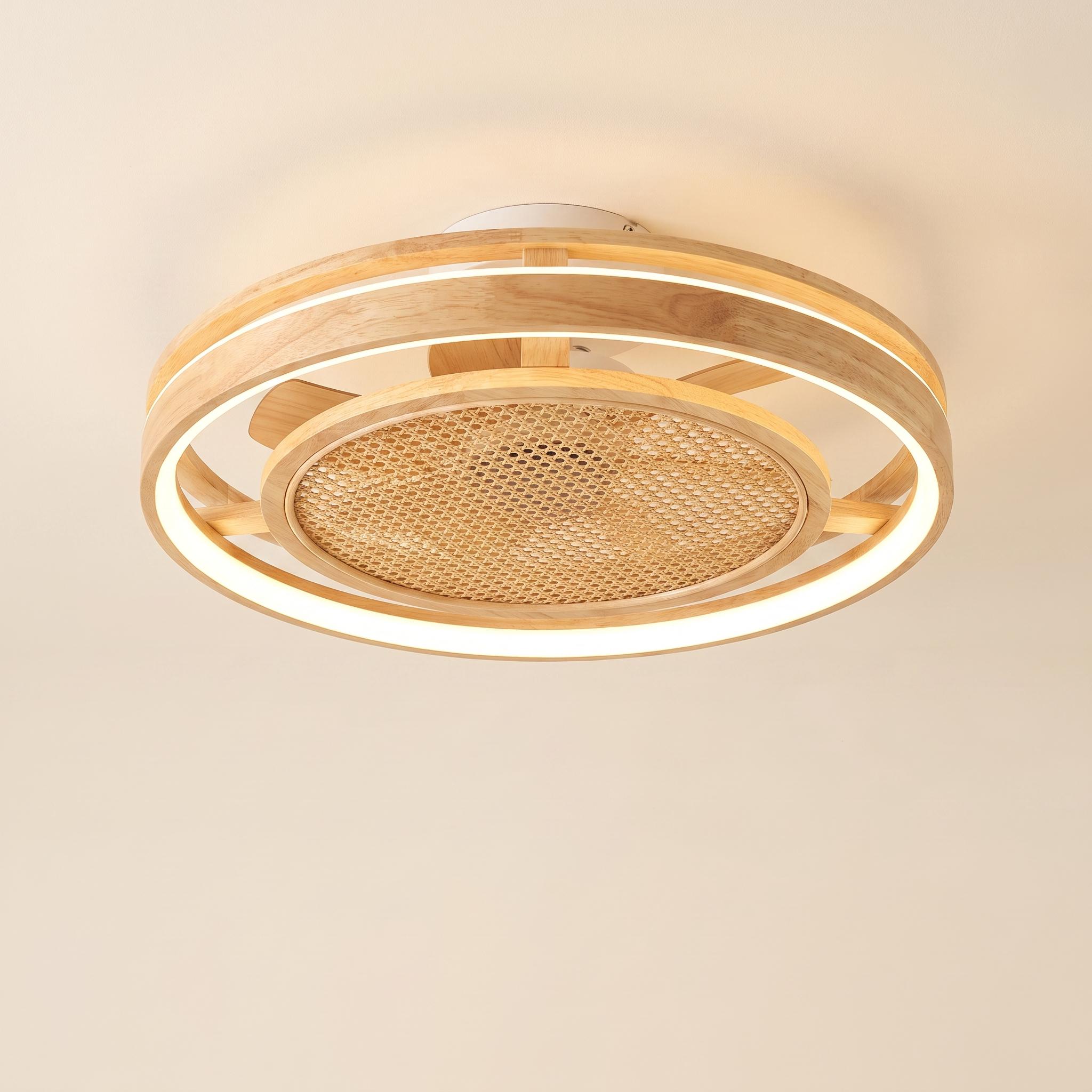 Chaume | Ventilateur tambour bois et rotin