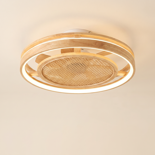 Chaume | Ventilateur tambour bois et rotin