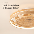 Chaume | Ventilateur tambour bois et rotin