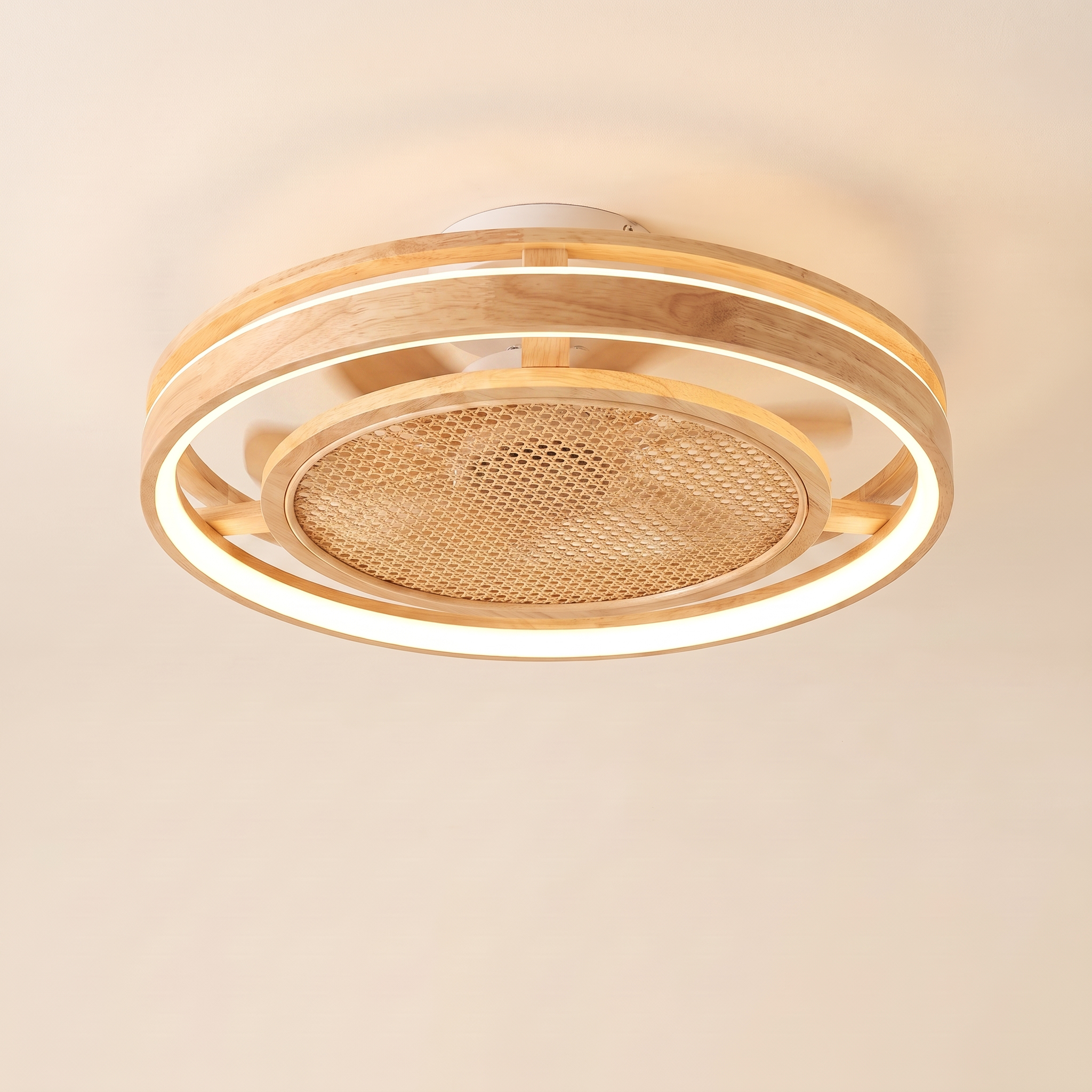 Chaume | Ventilateur tambour bois et rotin