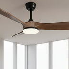 Mistral | Ventilateur vintage noir et bois foncé, LED