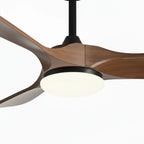 Mistral | Ventilateur vintage noir et bois foncé, LED