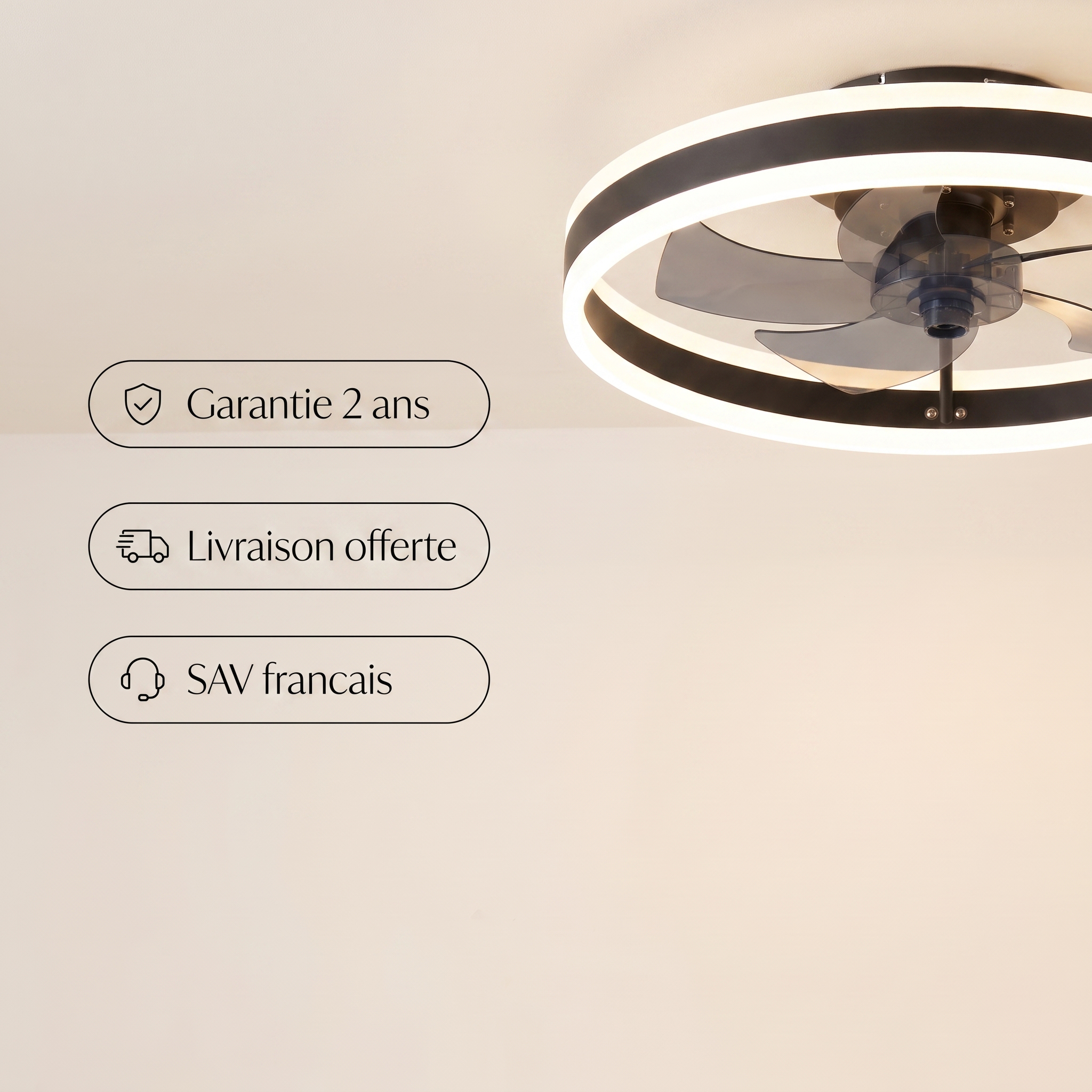 Nimbe | Ventilateur anneau LED 50 cm