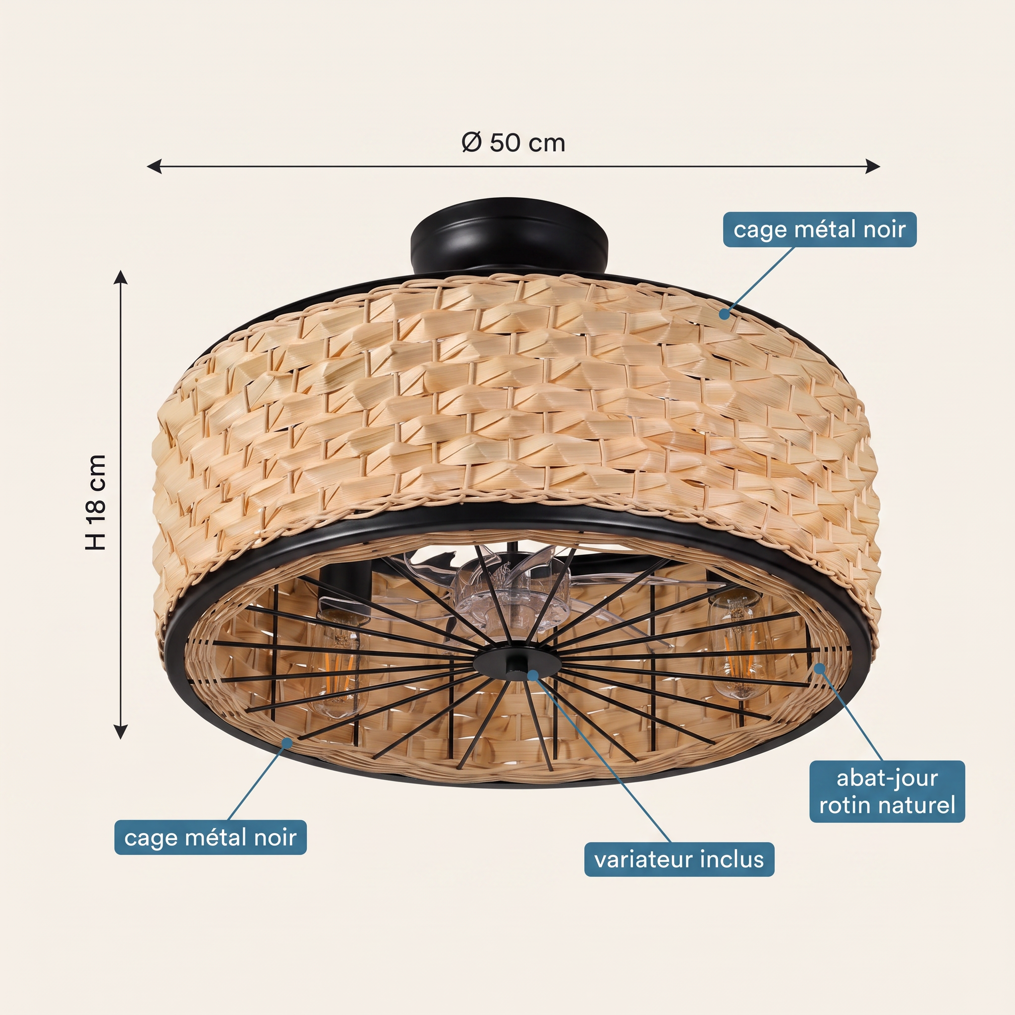 Osier Brizea, ventilateur de plafond