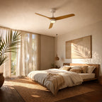 Alba, ventilateur de plafond scandinave LED en bois clair et blanc, vue 6