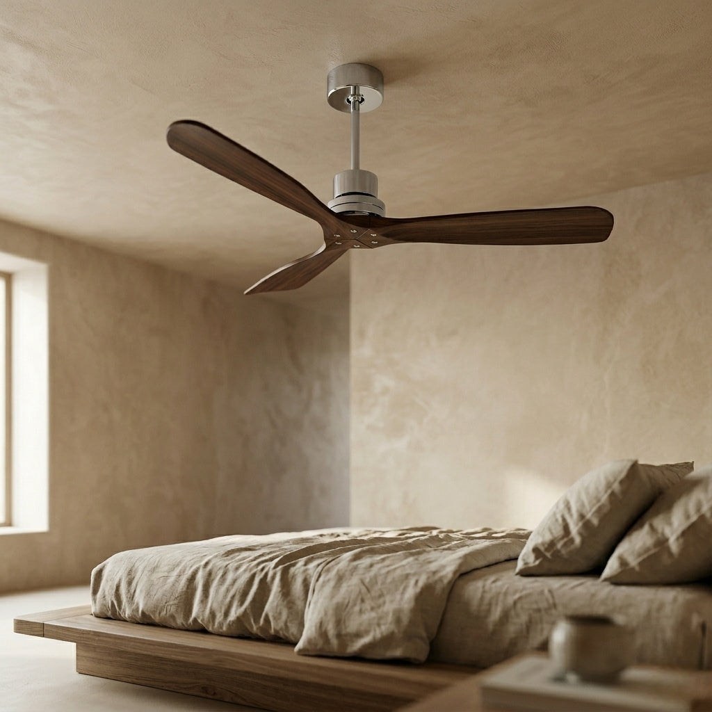 Boréal, ventilateur de plafond scandinave en bois et fer, vue 3