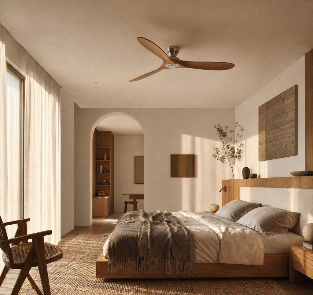 Cap Chrome, ventilateur de plafond bois massif et chrome, vue 2