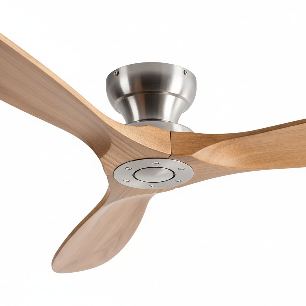 Cap Chrome, ventilateur de plafond bois massif et chrome, vue 3