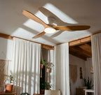 Cap LED Ivoire, ventilateur de plafond bois massif blanc avec LED, vue 3