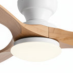 Cap LED Ivoire, ventilateur de plafond bois massif blanc avec LED, vue 4