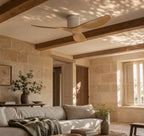Éclipse Ivoire, ventilateur de plafond moderne blanc et bois clair, vue 2