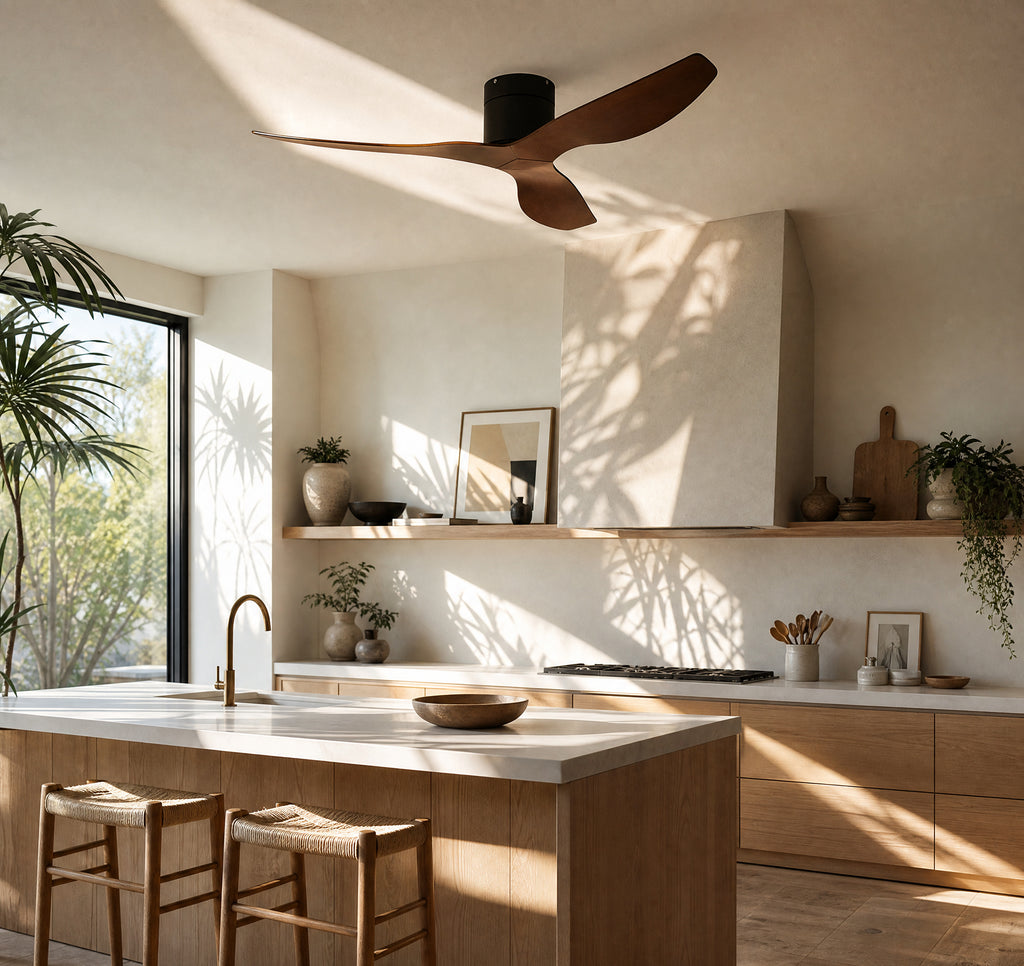 Éclipse Moka, ventilateur de plafond moderne noir et marron, vue 2