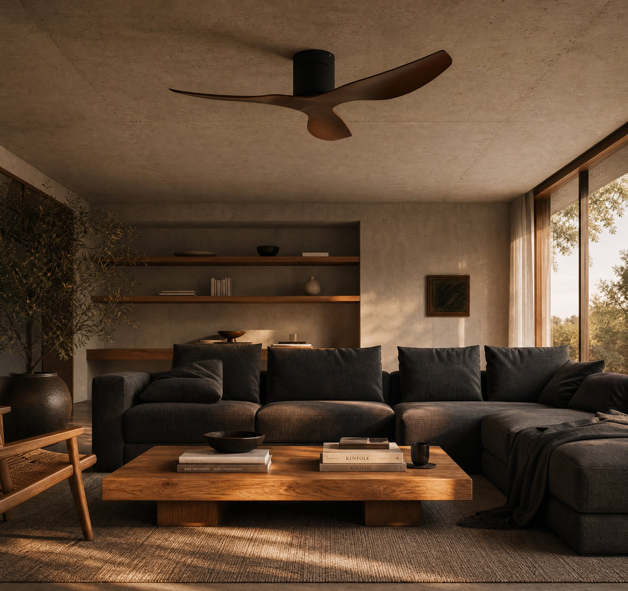 Éclipse Moka, ventilateur de plafond moderne noir et marron, vue 6