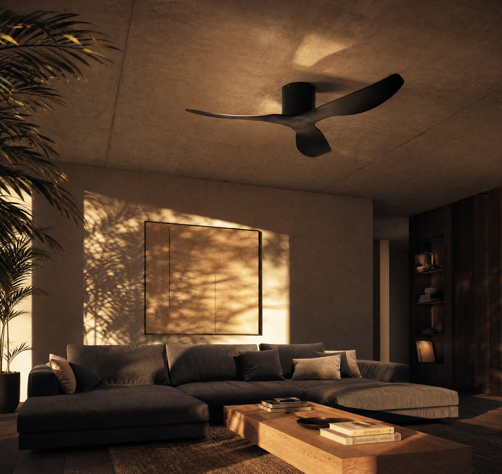 Éclipse Noir, ventilateur de plafond moderne noir, vue 5