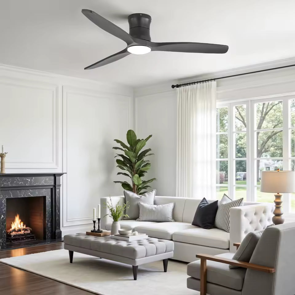Fjord LED, ventilateur de plafond en bois massif avec LED intégrée, vue 3