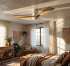 Levant, ventilateur de plafond ultra-plat crème et bois clair