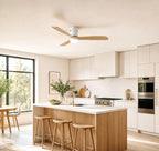 Levant, ventilateur de plafond ultra-plat crème et bois clair, vue 3