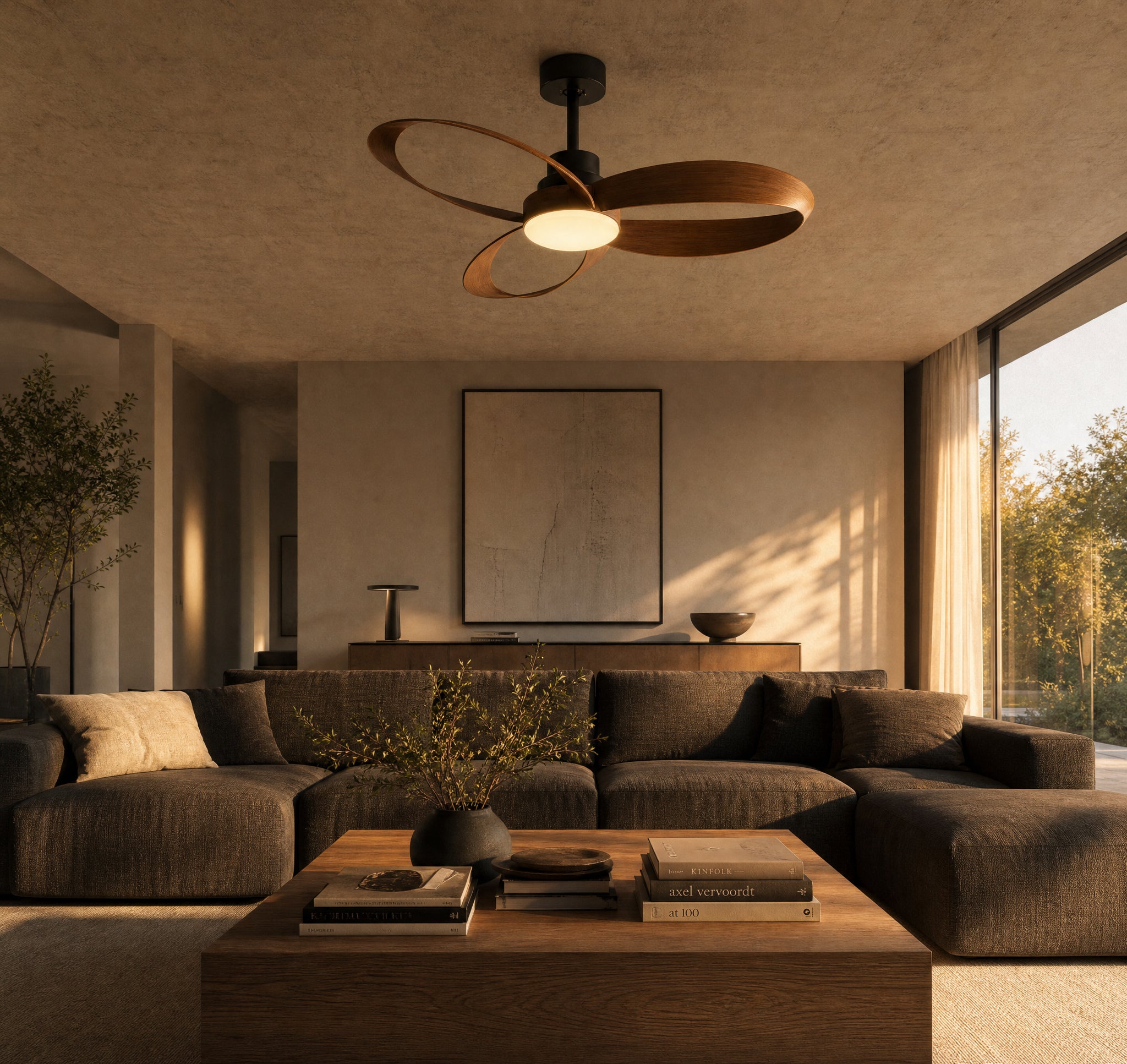 Méridien, ventilateur de plafond design à pales circulaires LED, vue 4