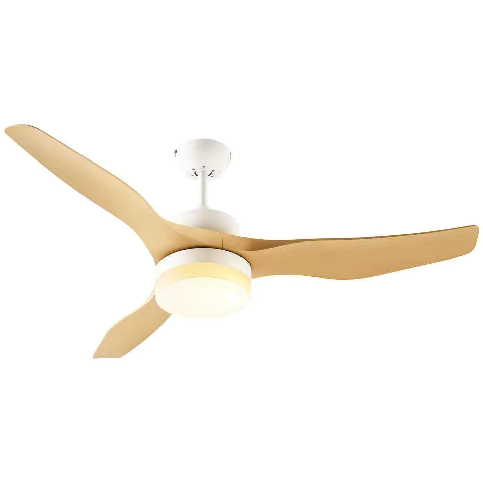 Plume, ventilateur de plafond finition champagne et blanc