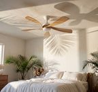 Zénith Blanc, ventilateur de plafond 5 pales bois clair et blanc, vue 4